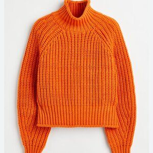 H & M Orange Knit Sweater Size Large